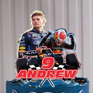Personalised Max Verstappen F1 Red bull cake topper (digital file)