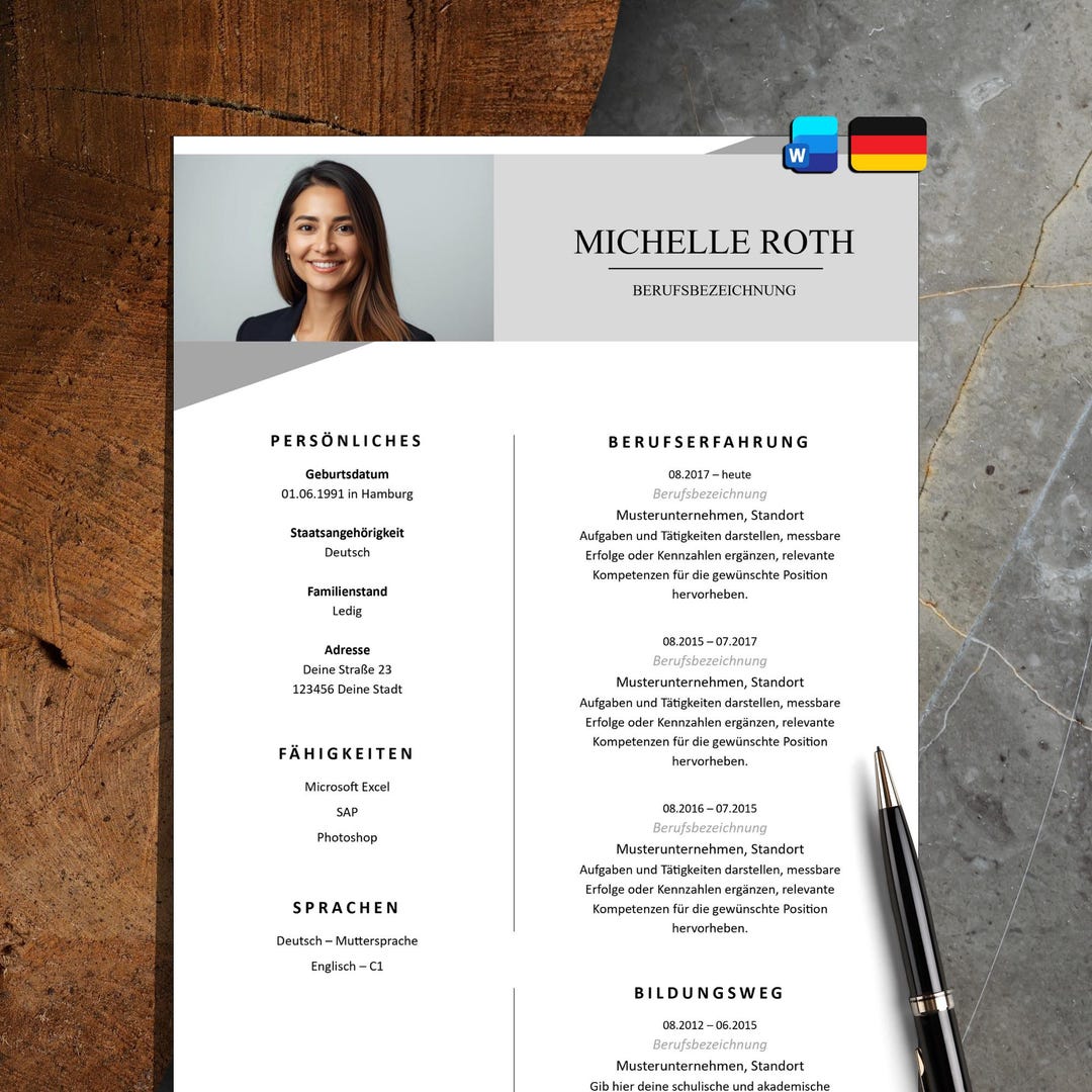 Professional Application Set in Word – CV, Cover Letter & Cover Page - Etsy