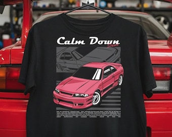 Koszulka z Nissanem 240SX | Koszulka z motywem samochodu JDM Stance | Koszulka z japońskim samochodem driftowym | Grafika z wyścigów ulicznych z lat 90. | Prezent dla entuzjasty motoryzacji