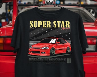 Super Star Stance Car T Shirt | JDM Streetwear Tee | Lowered Civic Style Graphic Shirt | Car Enthusiast Gift | Drift & Stance Art Tee