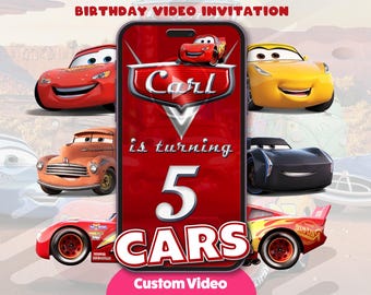 Cars Birthday Video Invitation, Lightning McQueen Party, Animated Evite (Digital Card)