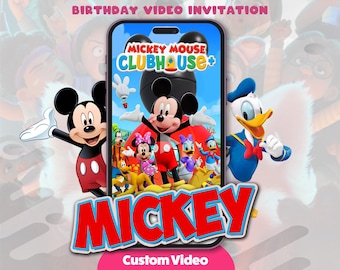 Video de invitación de cumpleaños de Mickey Mouse Clubhouse, tarjeta digital para fiesta de baile de Goofy
