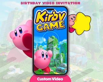 Invitación de cumpleaños de Kirby en video, fiesta gamer de Evite (descarga digital)