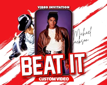 Invitación en vídeo para la fiesta "Beat It" de Michael Jackson, invitación de cumpleaños inspirada en la película de MJ (descarga digital)