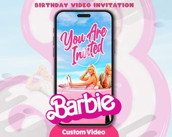 Barbie Movie Birthday Video Invitation, Pink Disco Party, Custom Evite (Digital Card)