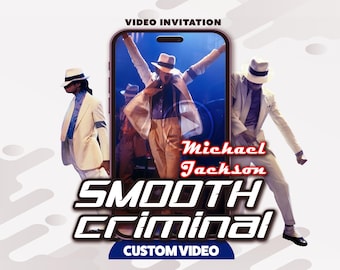 Michael Jackson Smooth Criminal Video Invitation, 80's Pop Star Party Evite (Digital Download)