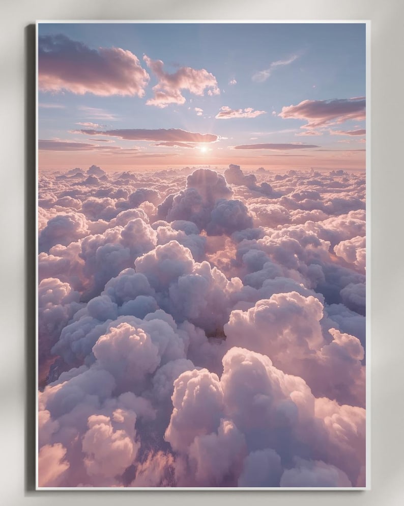 Cloudcore Wall Art Set of 4, Pastel Cotton Cloud Prints, Dreamy Sky ...