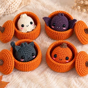 Mönster för virkad dumpling, Halloween-amigurumi utan sömnad, virkning i PDF-format
