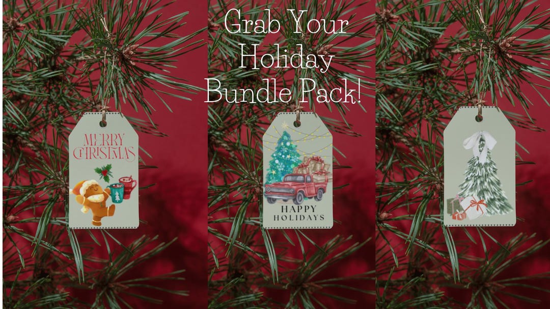 Printable Christmas Gift Tags | Holiday Favor Labels (PDF)| Bundle Pack ...