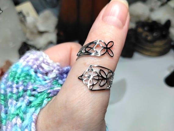 Witch’s Knot Adjustable Ring, Stainless Steel, Protection and Boundaries, All Chakra Shield, Witchy Spiritual Jewellery