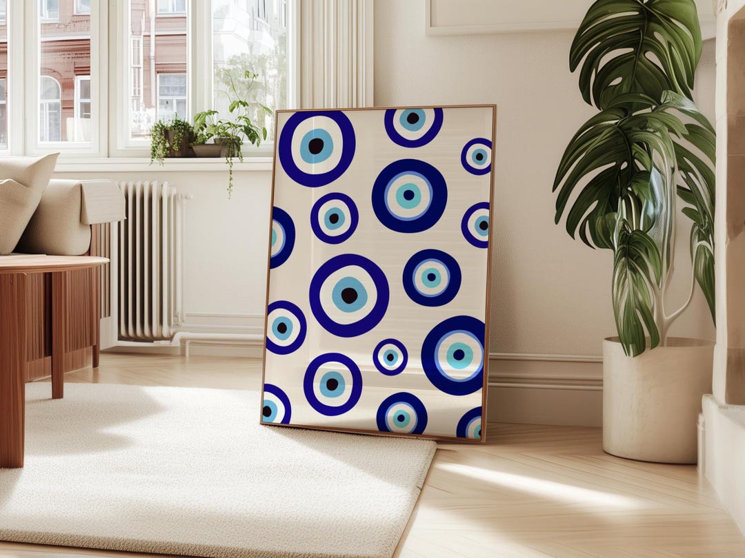 Evil Eye Pattern Poster | Coastal Wall Art | Modern Beach Printable - Etsy