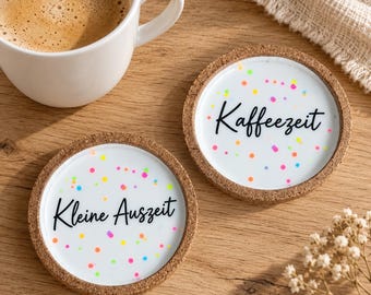 Personalisierter Untersetzer aus Kork mit Wunschtext – Name, Datum oder Herz