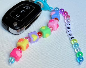 DIY Beaded Keychain Kit: Personalized Charm, Birthday Party Favors, Classroom Activity Set, Christmas Gifts
