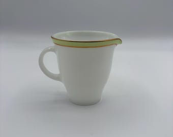 Vintage Pyrex Creamer with Green and Gold Rim