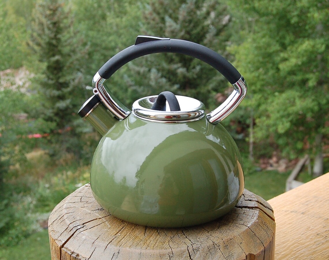 Olive/Avocado Green Tea Kettle Copco Vintage Etsy