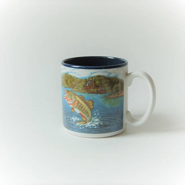 Large Mouth Bass Mug Flowers Inc Korea