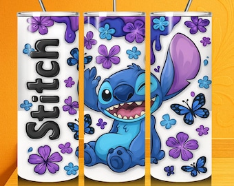 Vaso inflable de dibujos animados en 3D PNG, envoltorio para vaso delgado de 20 oz (descarga digital)