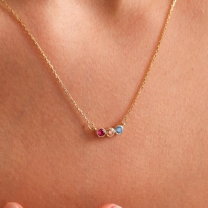 14K Solid Gold Family Birthstone Necklace,Birthstone Pandent Gift for Mom, Grandma Necklace, Birthday Gift, Christmas Gift