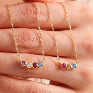 14K Solid Gold Familie Birthstone Halskette, Birthstone Pandent Geschenk für Mama, Oma Halskette, Geburtstagsgeschenk, Weihnachtsgeschenk