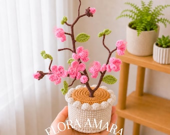 Crochet Cherry Blossom Tree, Handmade Sakura Flower Decor for Nursery Room, Desk & Shelf, Spring Home Decor, Plant Lover Gift, Gift for Her