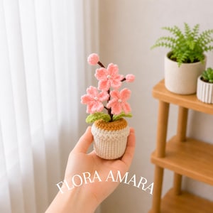 Mini Crochet Cherry Blossom Tree | Handmade Sakura Plant | Japanese Home Decor | Zen Desk Decor | Cottagecore Gift | Forever Flower