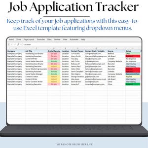 Job Application Tracker Excel sheet |  Job Search Organizer template (Digital Download)
