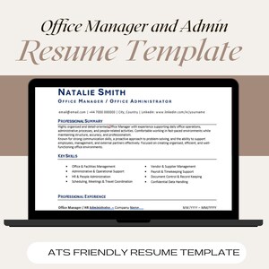 ATS Friendly Resume Template | Professional CV | Modern Minimal Design | Admin | Office Manager