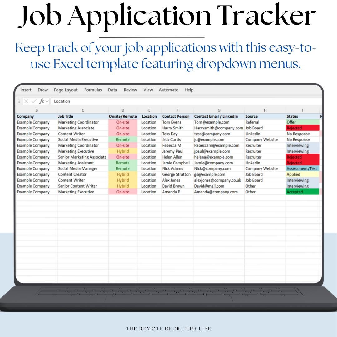 Job Application Tracker Excel Sheet | Job Search Organizer Template ...