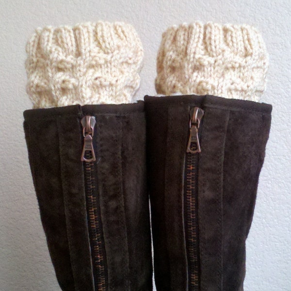 Boot cuffs  / Boot socks / Short Cable Leg warmers / Boot tops  for girls, teens, women - BEIGE - (more colors available)