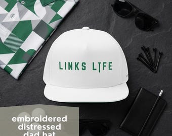 Flat Bill-pet Golf-snapbackhoed Geborduurde schakels Life-accessoire Verjaardagscadeau liefhebber Groene klep high-profile Fairway Fashion