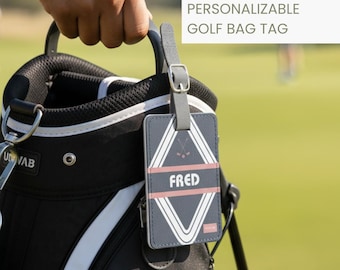 Gepersonaliseerde bagagelabel Custom ontwerp Retro-stijl Geometrisch patroon Naamstreep Reisaccessoire Unieke identificatiecode Golftas Kofferlabel