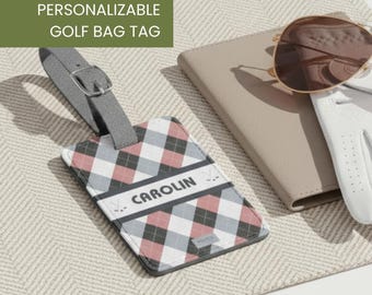Geruite bagagelabel Aangepaste naam Reis-ID Golftasaccessoire Stijlvol ontwerp Minimale look Duurzame constructie Koffer met canvasriem