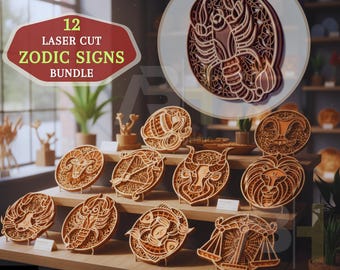 Sternzeichen Layered SVG Laser Cut-Dateien | Astrologie-Bundle (Digitaler Download)