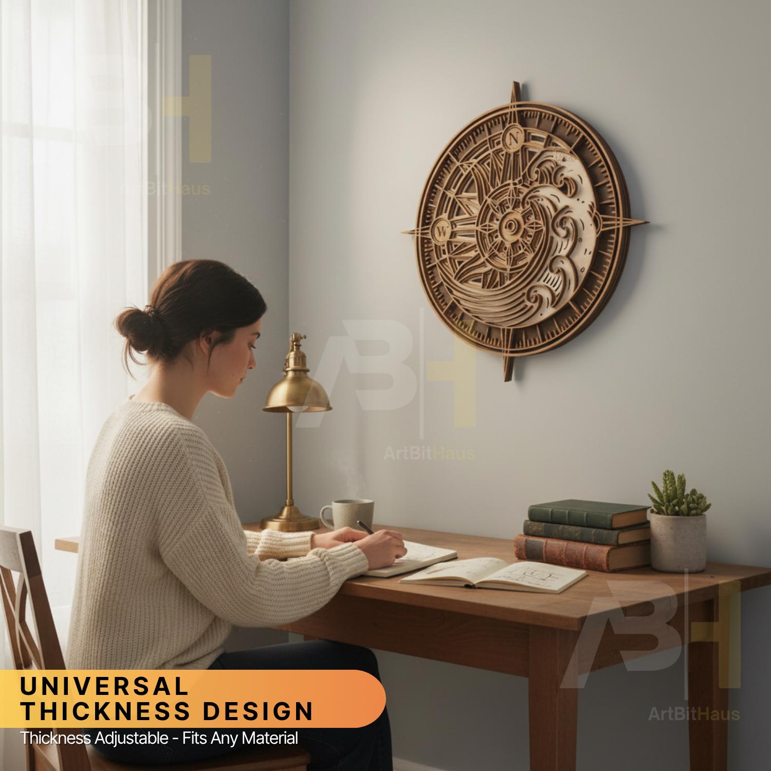 Compass Layered Svg 3D Layered Compass SVG | Nautical Laser Cut Wood Wall Art (digital ...