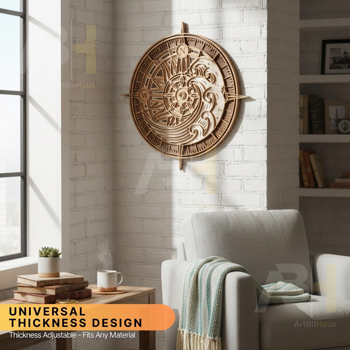 Compass Layered Svg 3D Layered Compass SVG | Nautical Laser Cut Wood Wall Art (digital ...