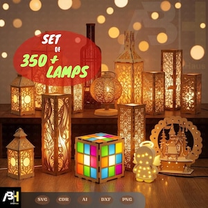 Laser Cut Table Lamp Bundle | Wooden Night Light Lantern Digital Download