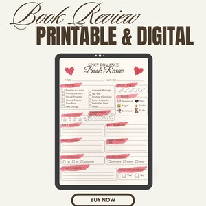 Spicy Romance Book Review Printable | Romance Reading Tracker | Book Rating System | Booktok Reading Journal | Digital Download PDF
