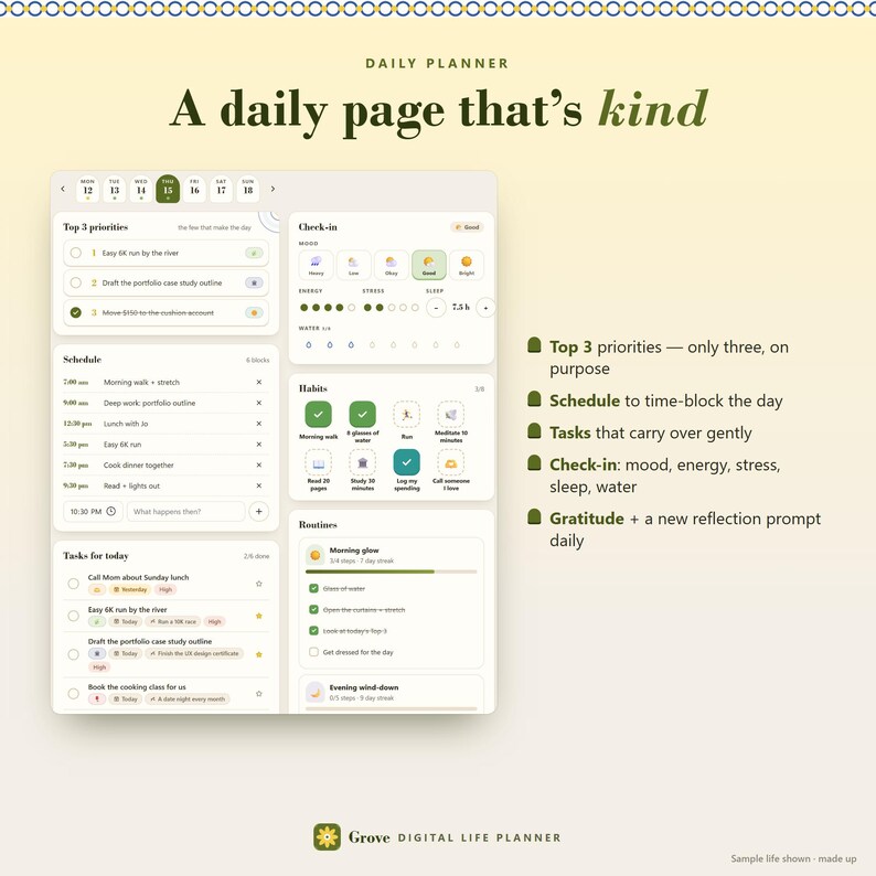 Digital Life Planner Dashboard, Goal & Habit Tracker, Weekly Review App bild 4