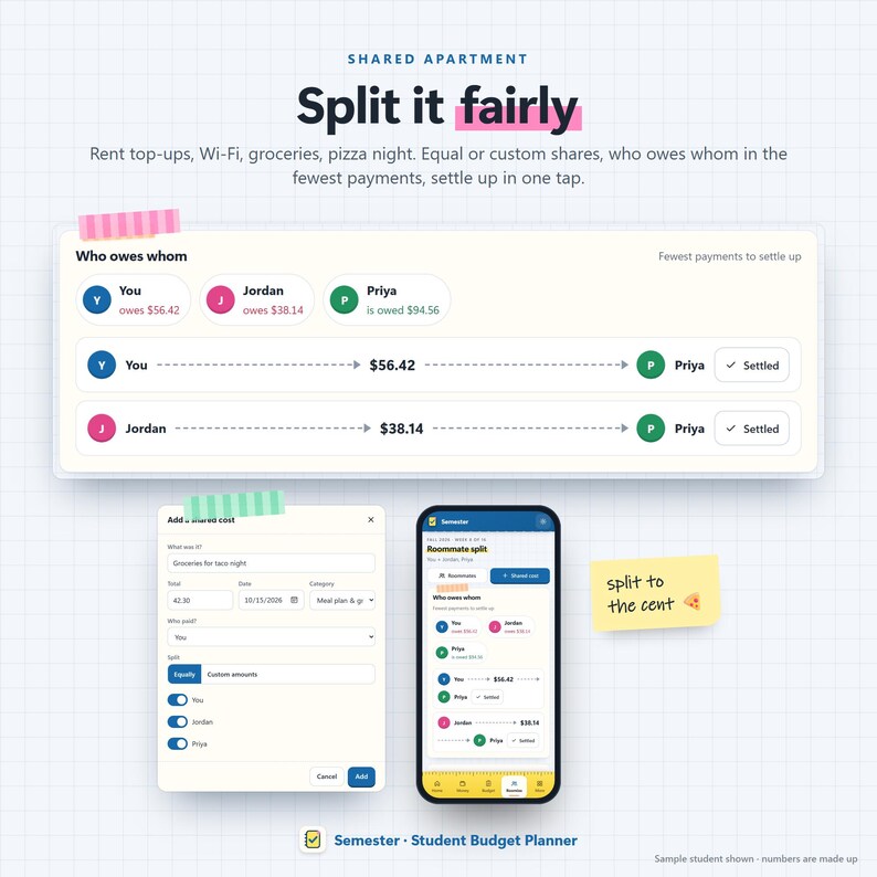Student Budget Planner App, College Semester Money Tracker (Digital Download) 画像 6