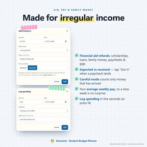 Student Budget Planner App, College Semester Money Tracker (Digital Download) 画像 4