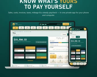 Small Business Profit Planner App, Profit Tracker, Invoice & Mileage Log (Digital Download)