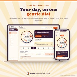 ADHD Daily Planner App, Time Blocking Schedule, Brain Dump & Focus Timer image 1