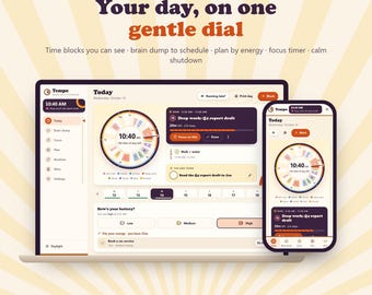 ADHD Daily Planner App, Time Blocking Schedule, Brain Dump & Focus Timer