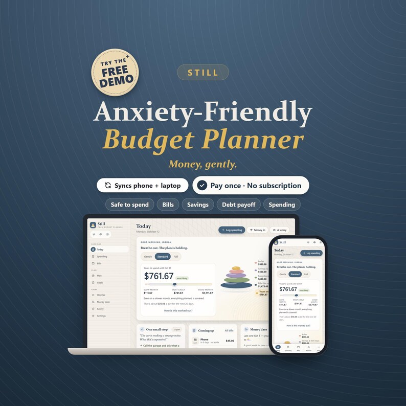 Anxiety Friendly Budget Planner App, Calm Money Tracker, Bills & Savings image 1