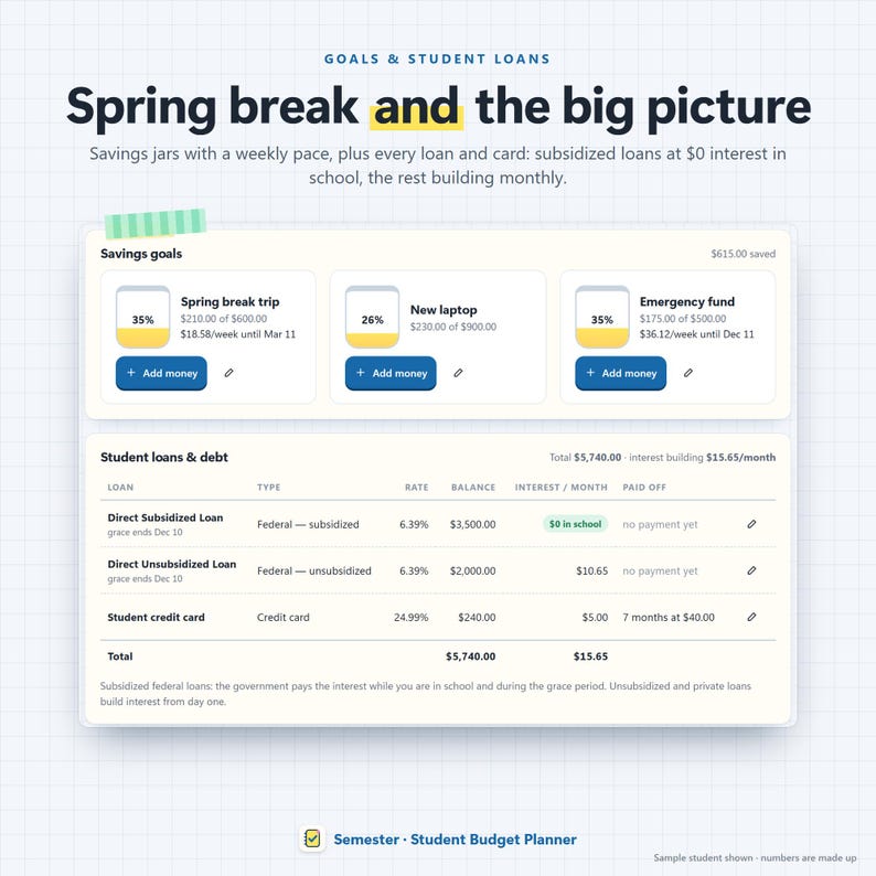 Student Budget Planner App, College Semester Money Tracker (Digital Download) 画像 10