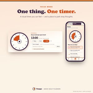 ADHD Daily Planner App, Time Blocking Schedule, Brain Dump & Focus Timer image 7