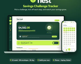 Nest 52 Week Savings Challenge App, Emergency Fund Tracker