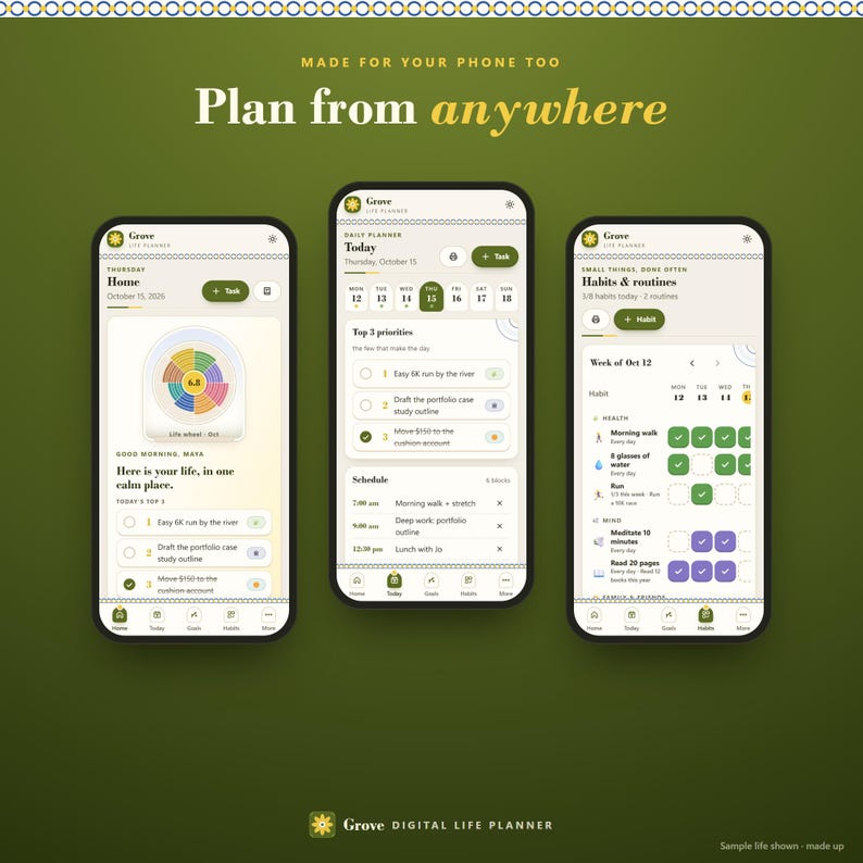 Digital Life Planner Dashboard, Goal & Habit Tracker, Weekly Review App bild 12