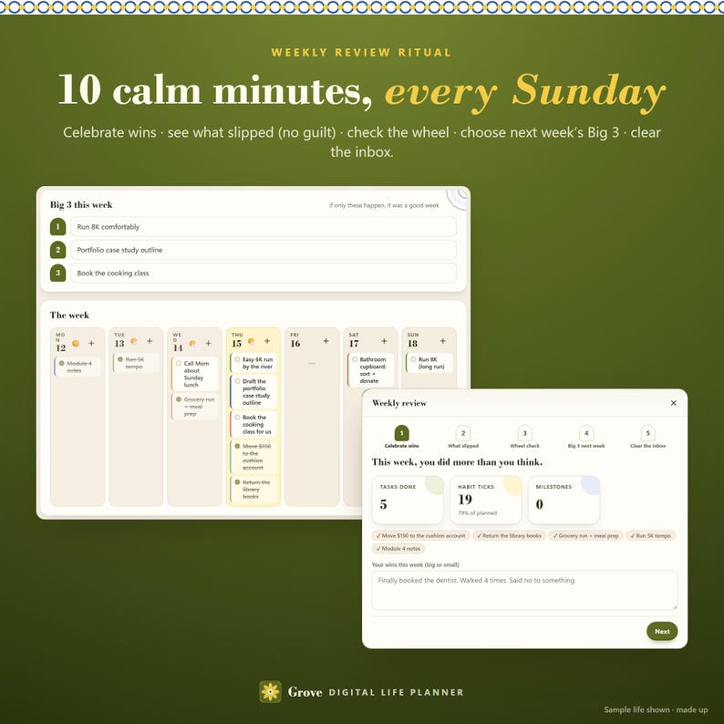 Digital Life Planner Dashboard, Goal & Habit Tracker, Weekly Review App bild 6
