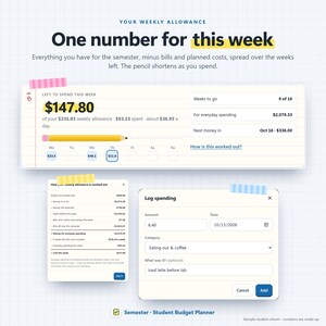 Student Budget Planner App, College Semester Money Tracker (Digital Download) 画像 2